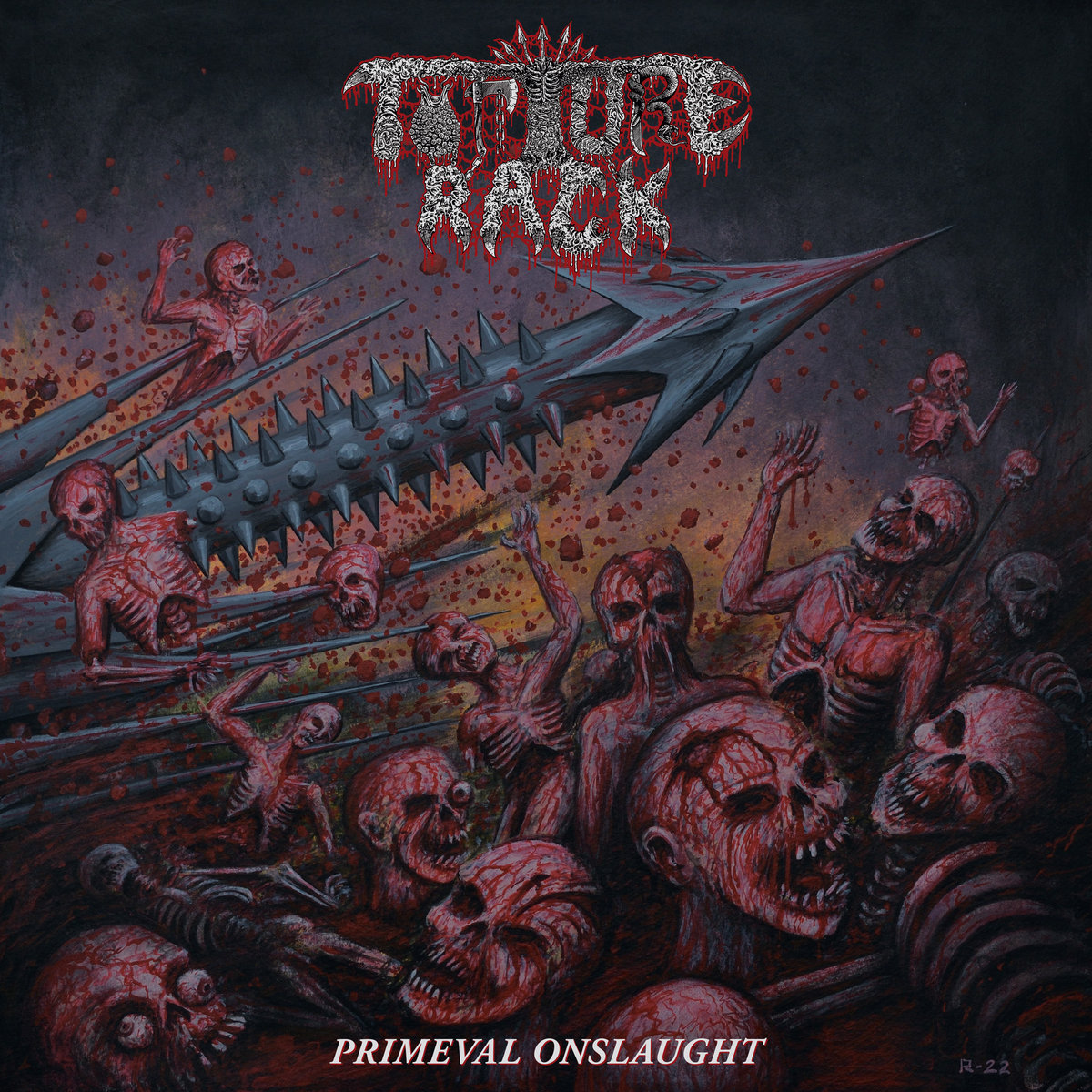 TORTURE RACK - primeval onslaught - VINYL LP (silver with black and red splatter)